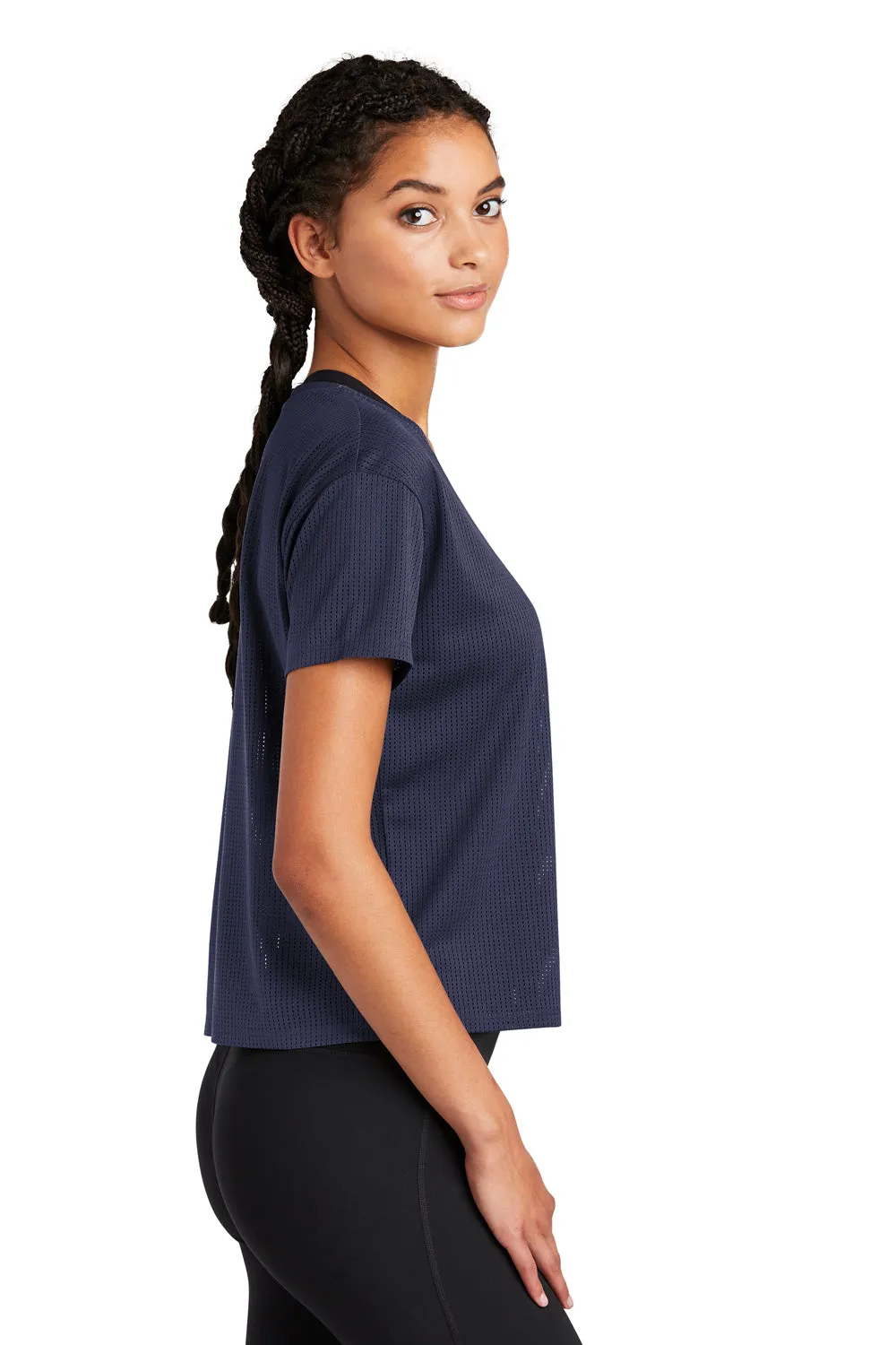 Sport-Tek Womens Draft Crop Short Sleeve Crewneck T-Shirt - True Navy Blue Clothing Sport-Tek