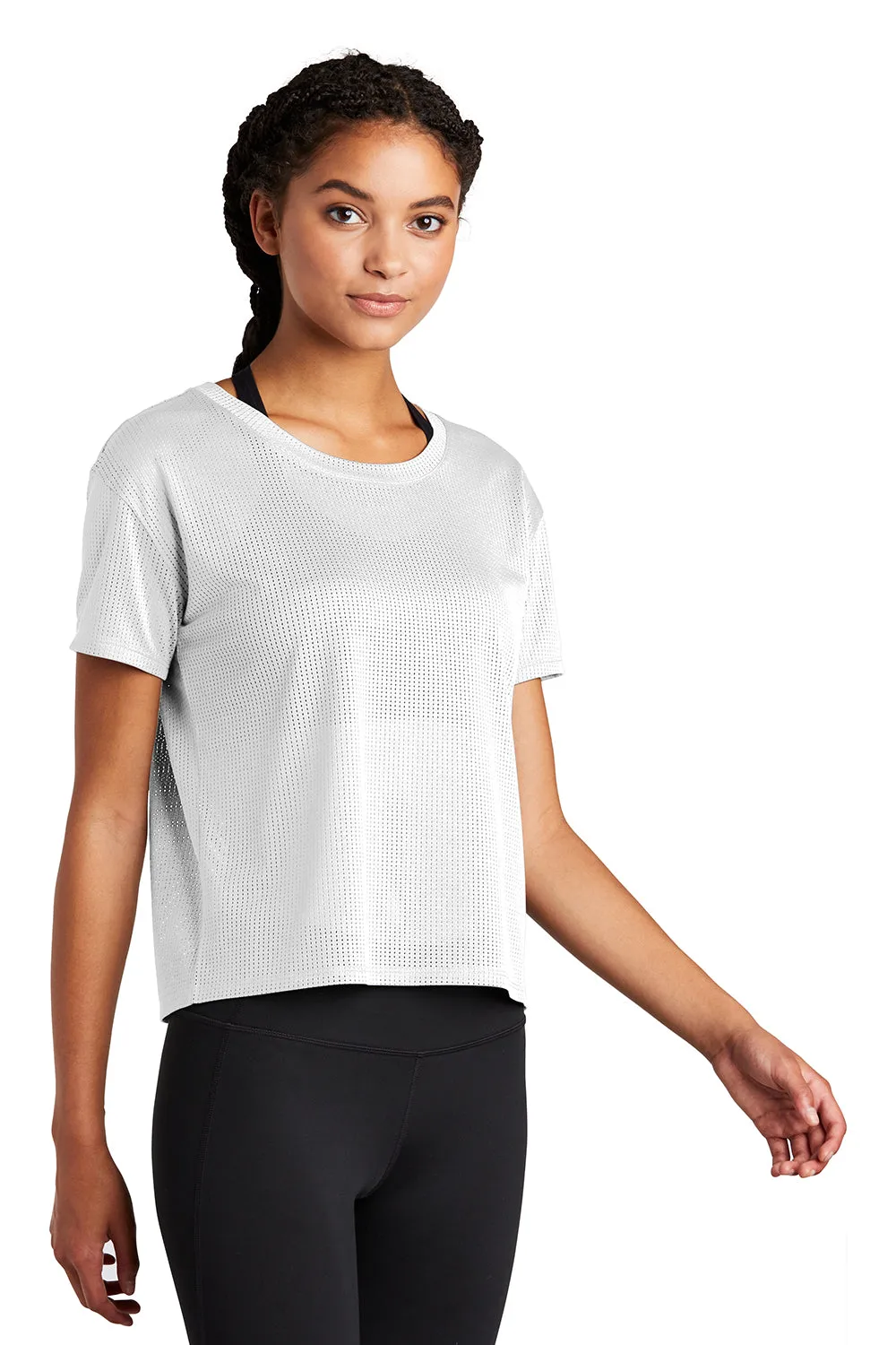 Sport-Tek Womens Draft Crop Short Sleeve Crewneck T-Shirt - White Clothing Sport-Tek
