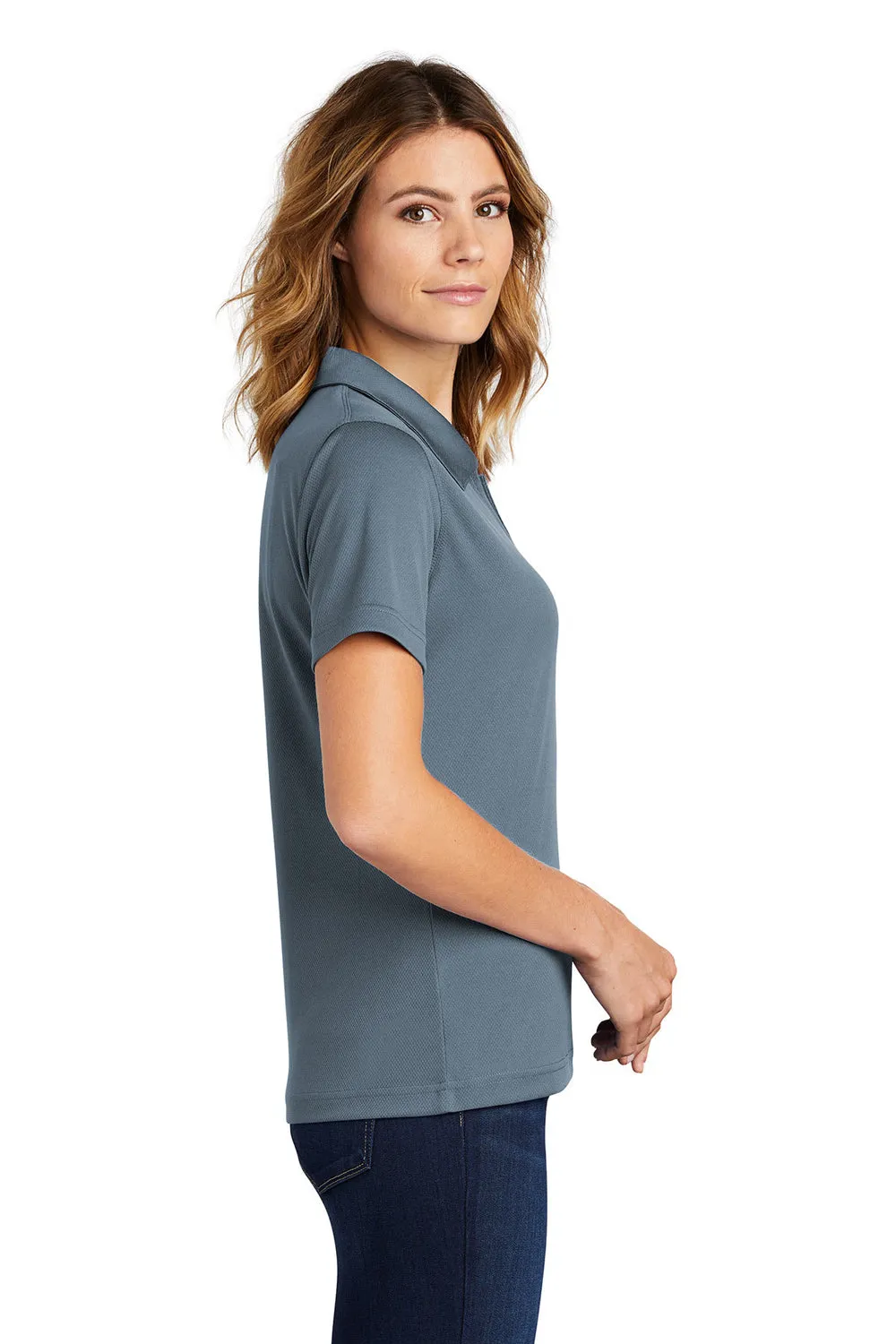 Sport-Tek Womens Dri-Mesh Moisture Wicking Short Sleeve Polo Shirt - Steel Grey Clothing Sport-Tek