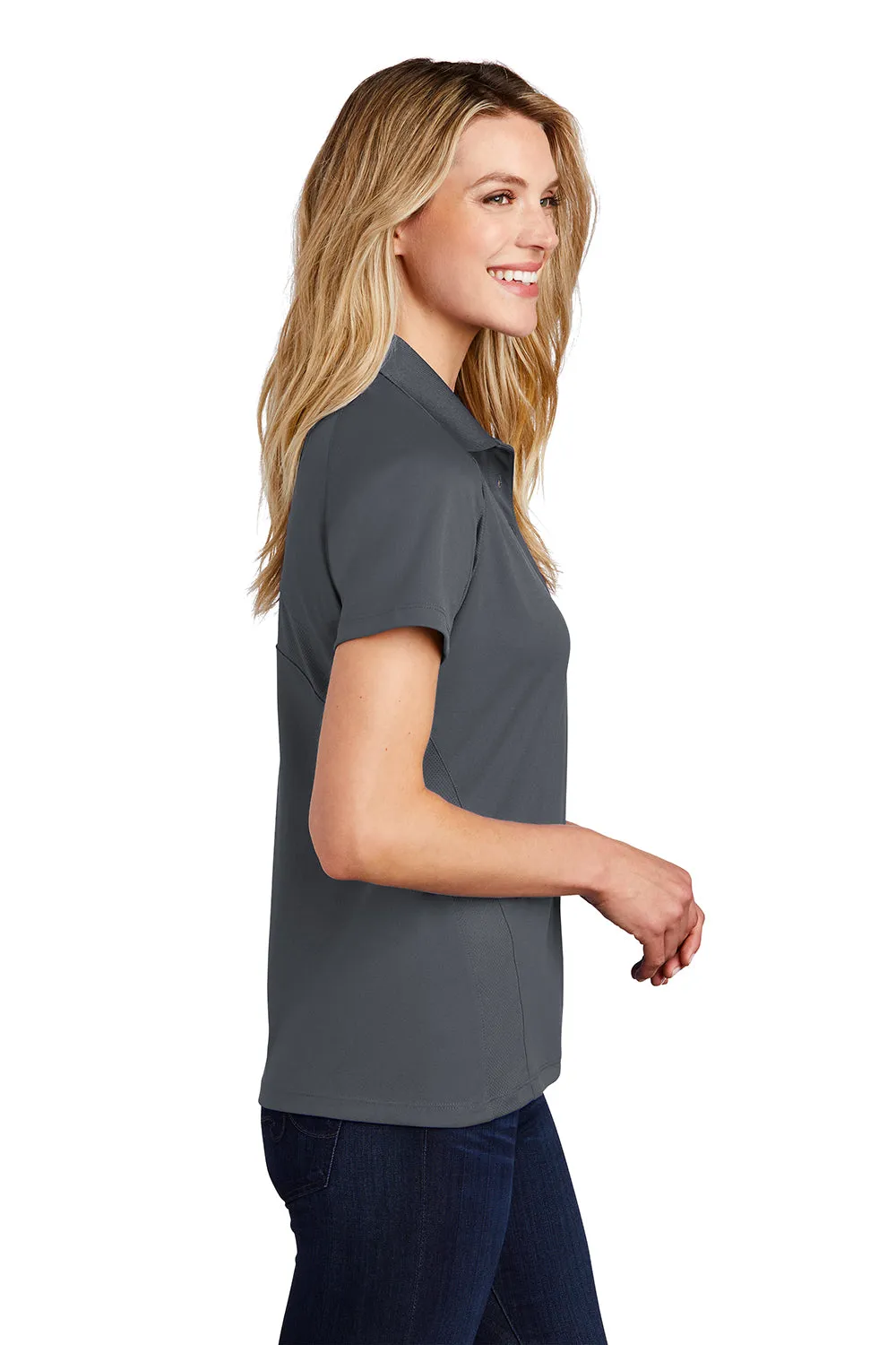 Sport-Tek Womens Dri-Mesh Moisture Wicking Short Sleeve Polo Shirt - Steel Grey Clothing Sport-Tek