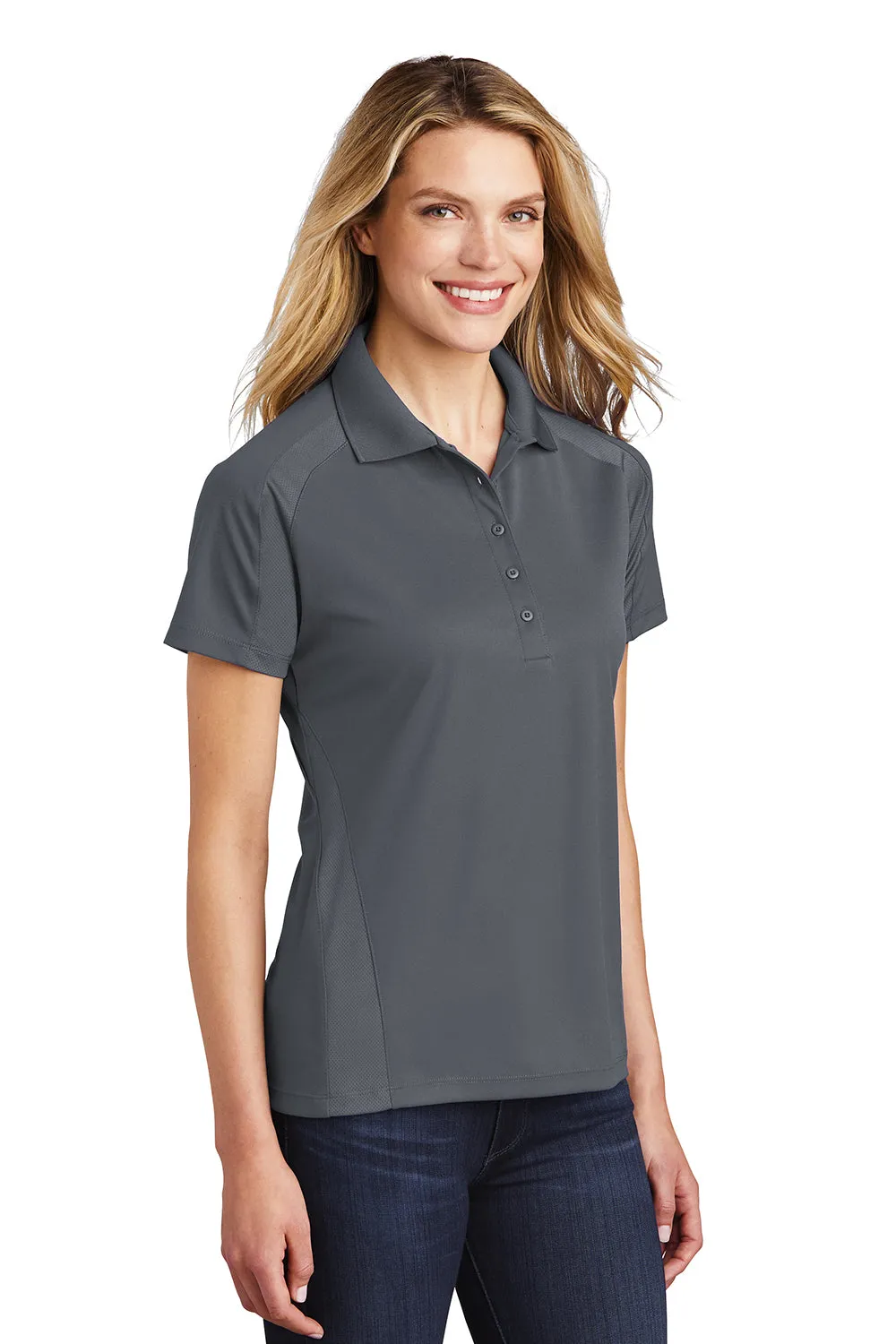 Sport-Tek Womens Dri-Mesh Moisture Wicking Short Sleeve Polo Shirt - Steel Grey Clothing Sport-Tek