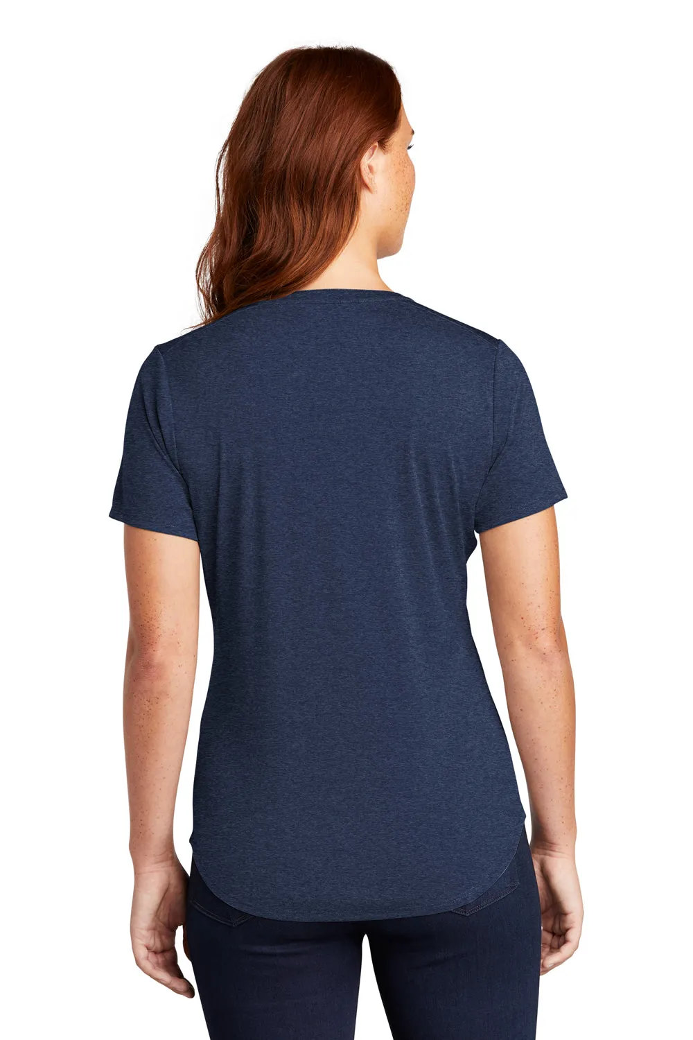 Sport-Tek Womens Endeavor Moisture Wicking Short Sleeve Polo Shirt - Heather Dark Royal Blue - Closeout Clothing Sport-Tek