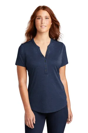 Sport-Tek Womens Endeavor Moisture Wicking Short Sleeve Polo Shirt - Heather Dark Royal Blue - Closeout Clothing Sport-Tek