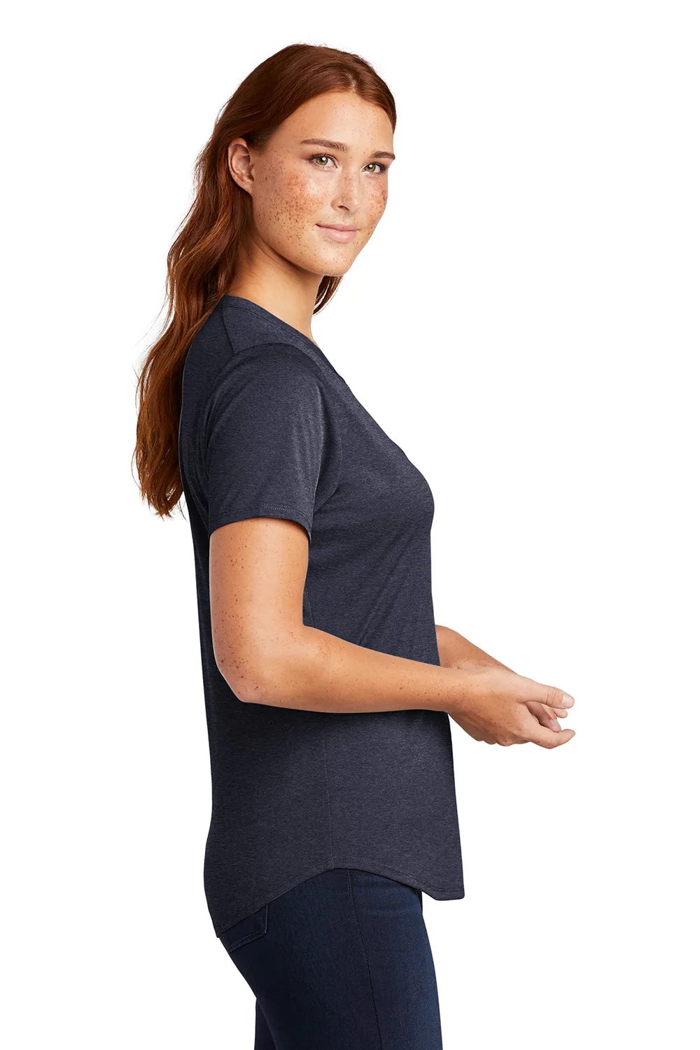 Sport-Tek Womens Endeavor Moisture Wicking Short Sleeve Polo Shirt - Heather Deep Navy Blue - Closeout Clothing Sport-Tek