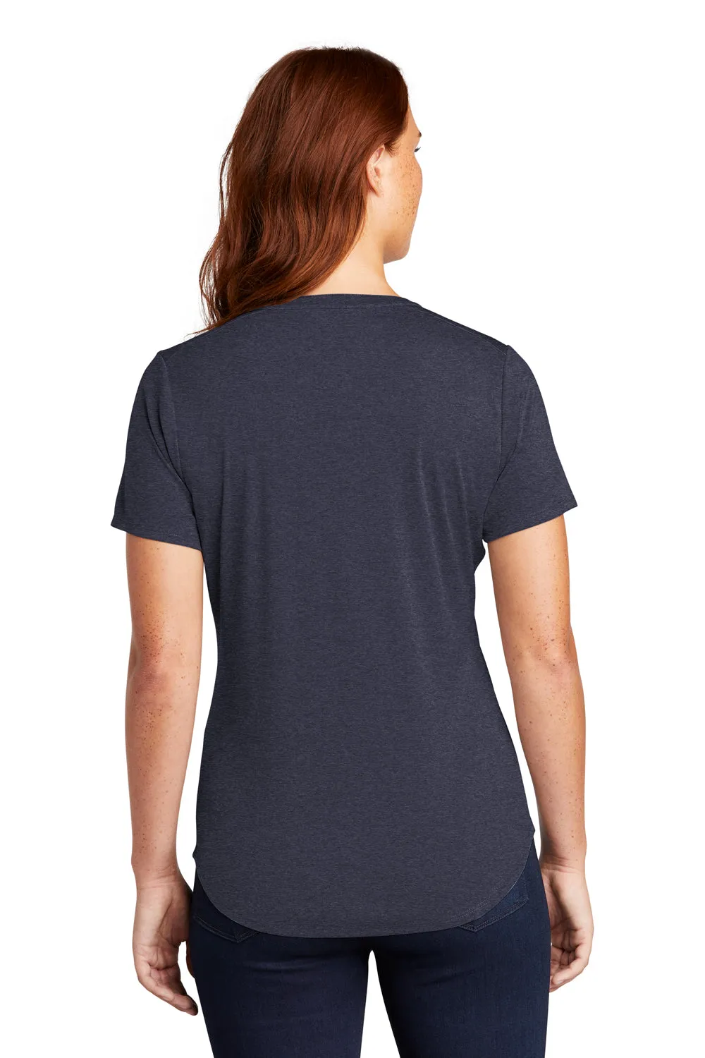 Sport-Tek Womens Endeavor Moisture Wicking Short Sleeve Polo Shirt - Heather Deep Navy Blue - Closeout Clothing Sport-Tek