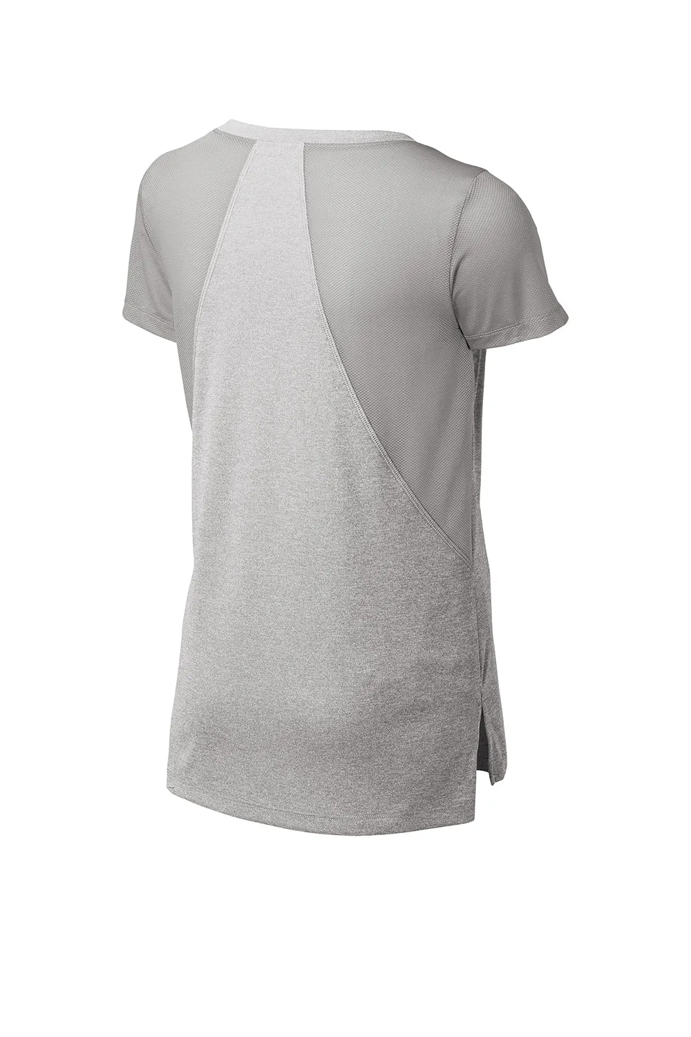 Sport-Tek Womens Endeavor Moisture Wicking Short Sleeve V-Neck T-Shirt - Heather Light Grey/Light Grey - Closeout Clothing Sport-Tek