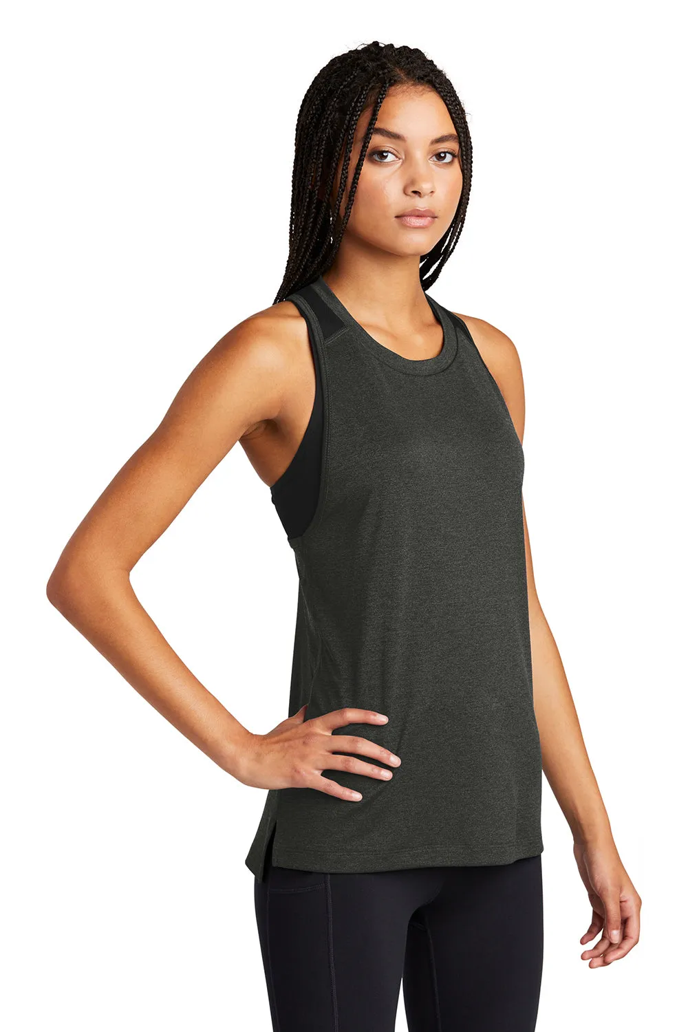 Sport-Tek Womens Endeavor Moisture Wicking Tank Top - Heather Black/Black - Closeout Clothing Sport-Tek