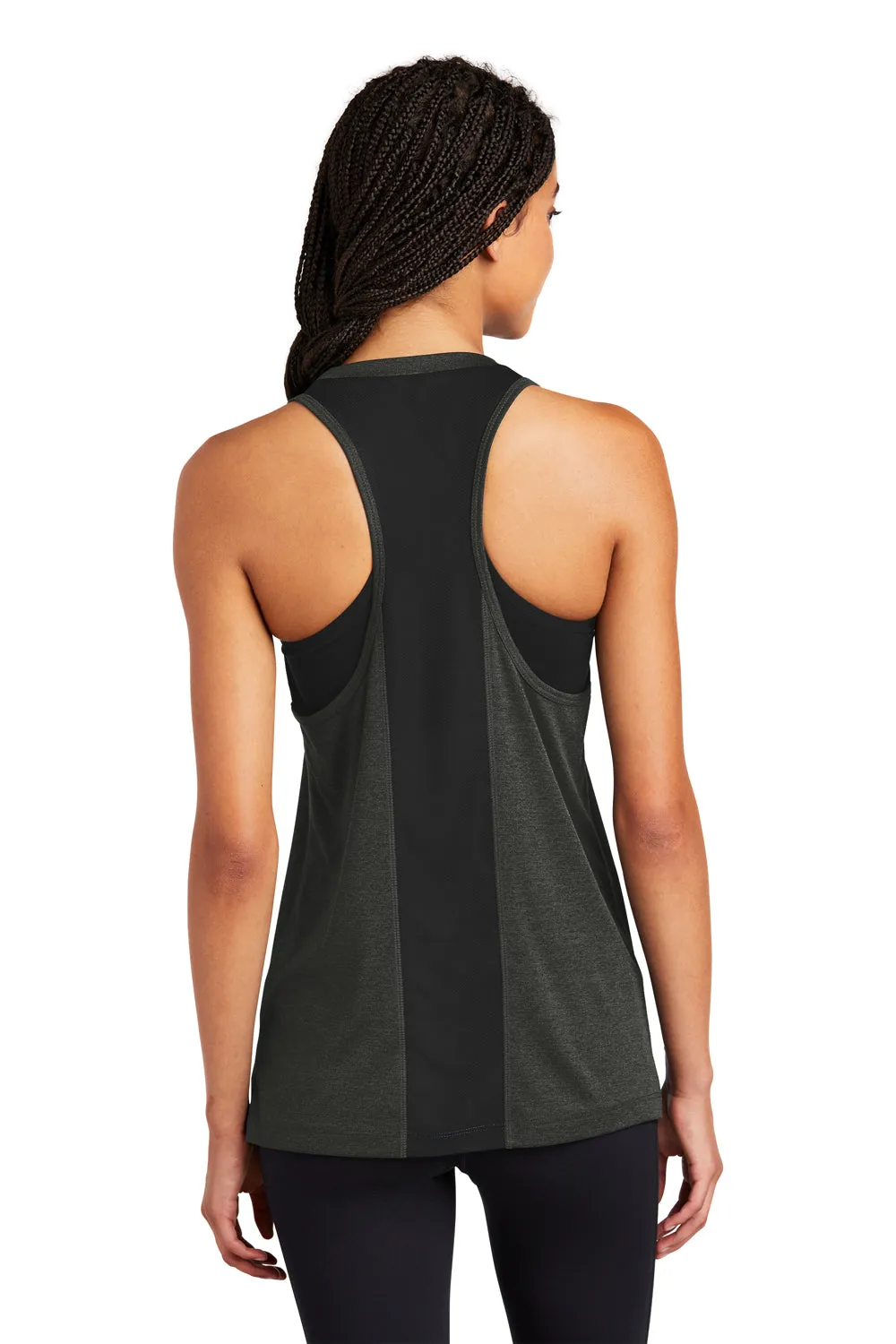 Sport-Tek Womens Endeavor Moisture Wicking Tank Top - Heather Black/Black - Closeout Clothing Sport-Tek