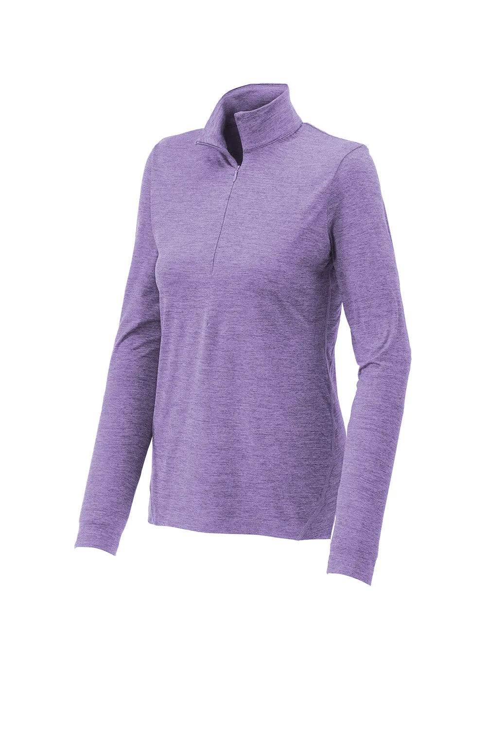 Sport-Tek Womens Exchange 1.5 Long Sleeve 1/4 Zip T-Shirt - Heather Hyacinth Purple - Closeout Clothing Sport-Tek