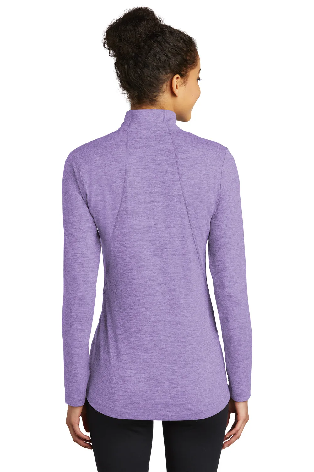 Sport-Tek Womens Exchange 1.5 Long Sleeve 1/4 Zip T-Shirt - Heather Hyacinth Purple - Closeout Clothing Sport-Tek