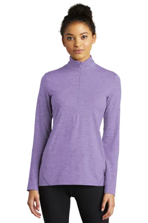 Sport-Tek Womens Exchange 1.5 Long Sleeve 1/4 Zip T-Shirt - Heather Hyacinth Purple - Closeout Clothing Sport-Tek