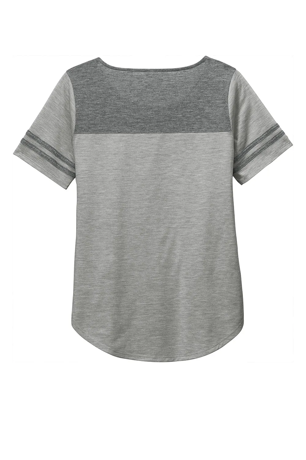 Sport-Tek Womens Fan Moisture Wicking Short Sleeve Crewneck T-Shirt - Heather Light Grey/Heather Dark Grey - Closeout Clothing Sport-Tek
