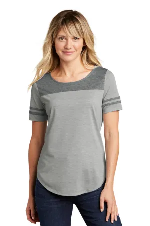 Sport-Tek Womens Fan Moisture Wicking Short Sleeve Crewneck T-Shirt - Heather Light Grey/Heather Dark Grey - Closeout Clothing Sport-Tek