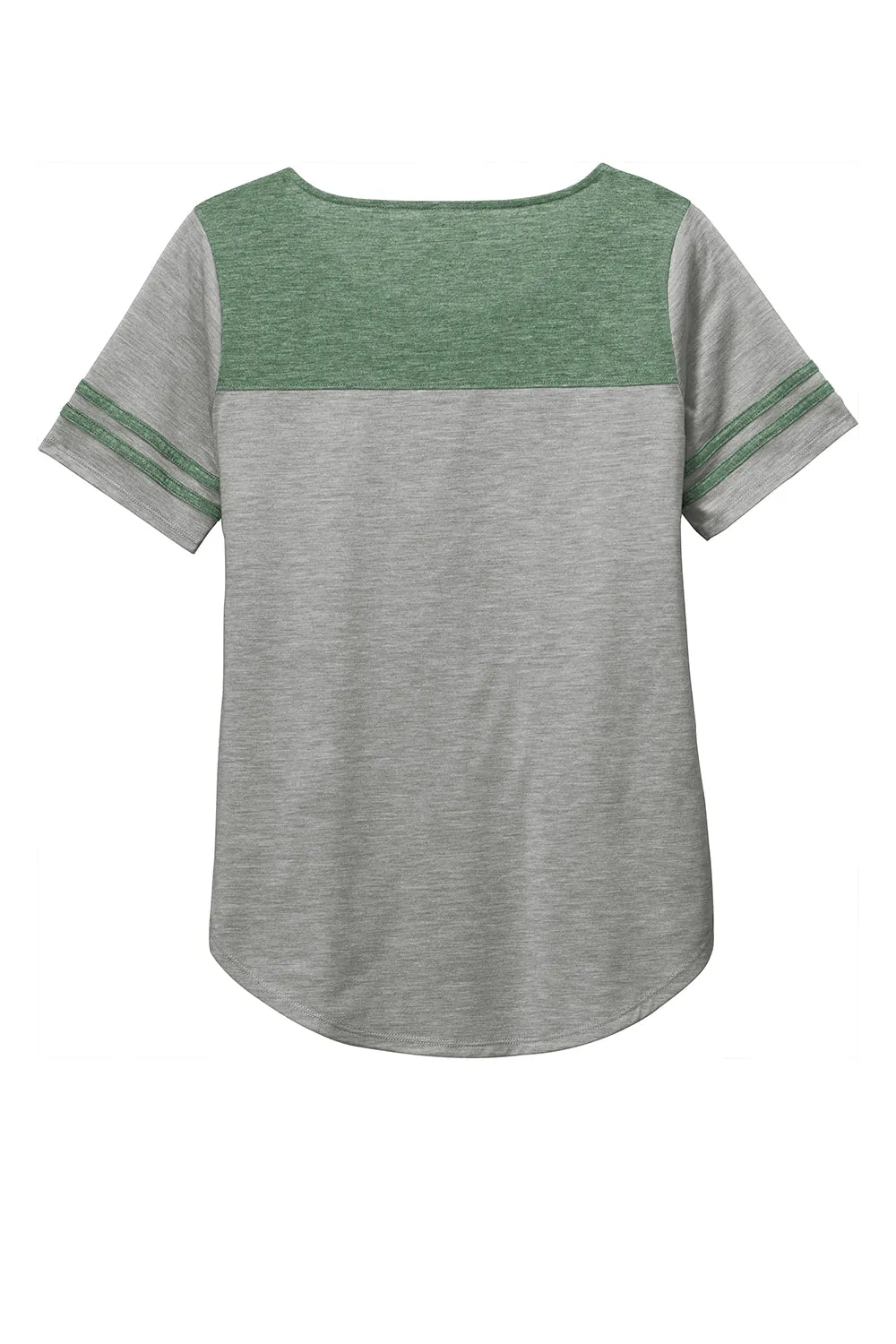 Sport-Tek Womens Fan Moisture Wicking Short Sleeve Crewneck T-Shirt - Heather Light Grey/Heather Forest Green - Closeout Clothing Sport-Tek