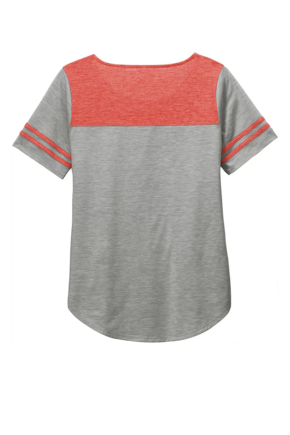 Sport-Tek Womens Fan Moisture Wicking Short Sleeve Crewneck T-Shirt - Heather Light Grey/Heather True Red - Closeout Clothing Sport-Tek