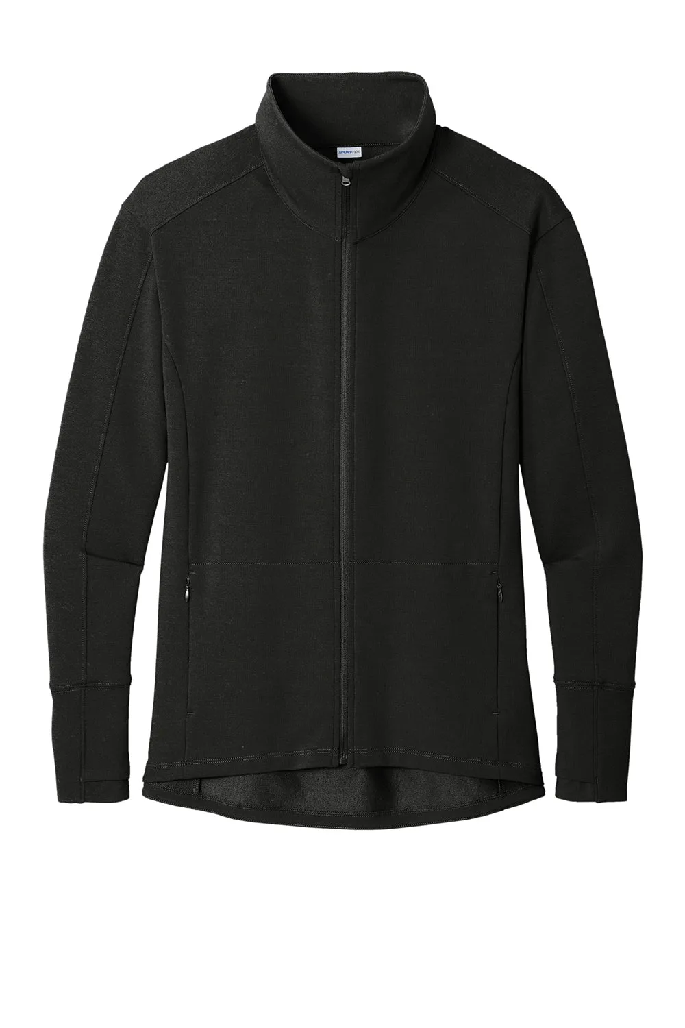 Sport-Tek Womens Flex Fleece Moisture Wicking Full Zip Sweatshirt w/ Pockets - Black Clothing Sport-Tek
