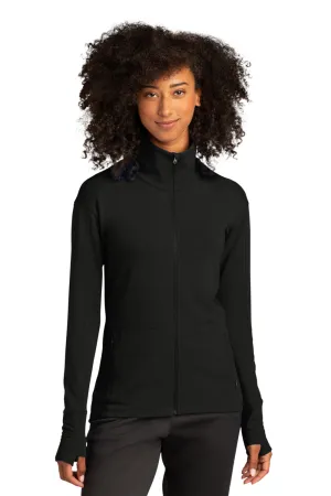 Sport-Tek Womens Flex Fleece Moisture Wicking Full Zip Sweatshirt w/ Pockets - Black Clothing Sport-Tek