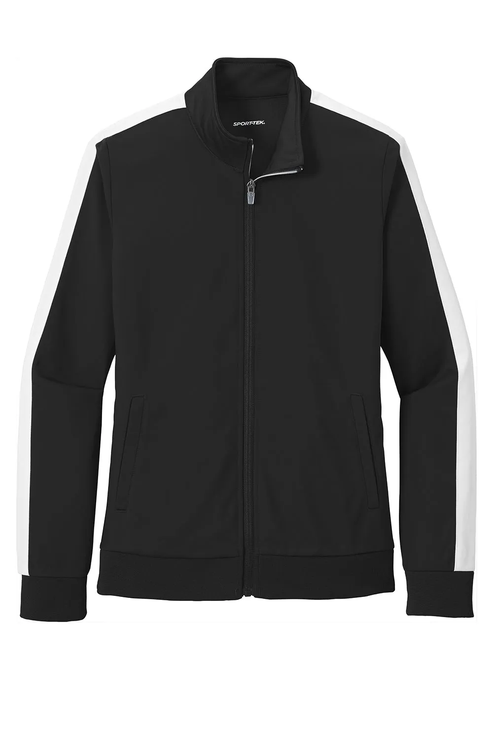 Sport-Tek Womens Full Zip Track Jacket - Black/White Clothing Sport-Tek