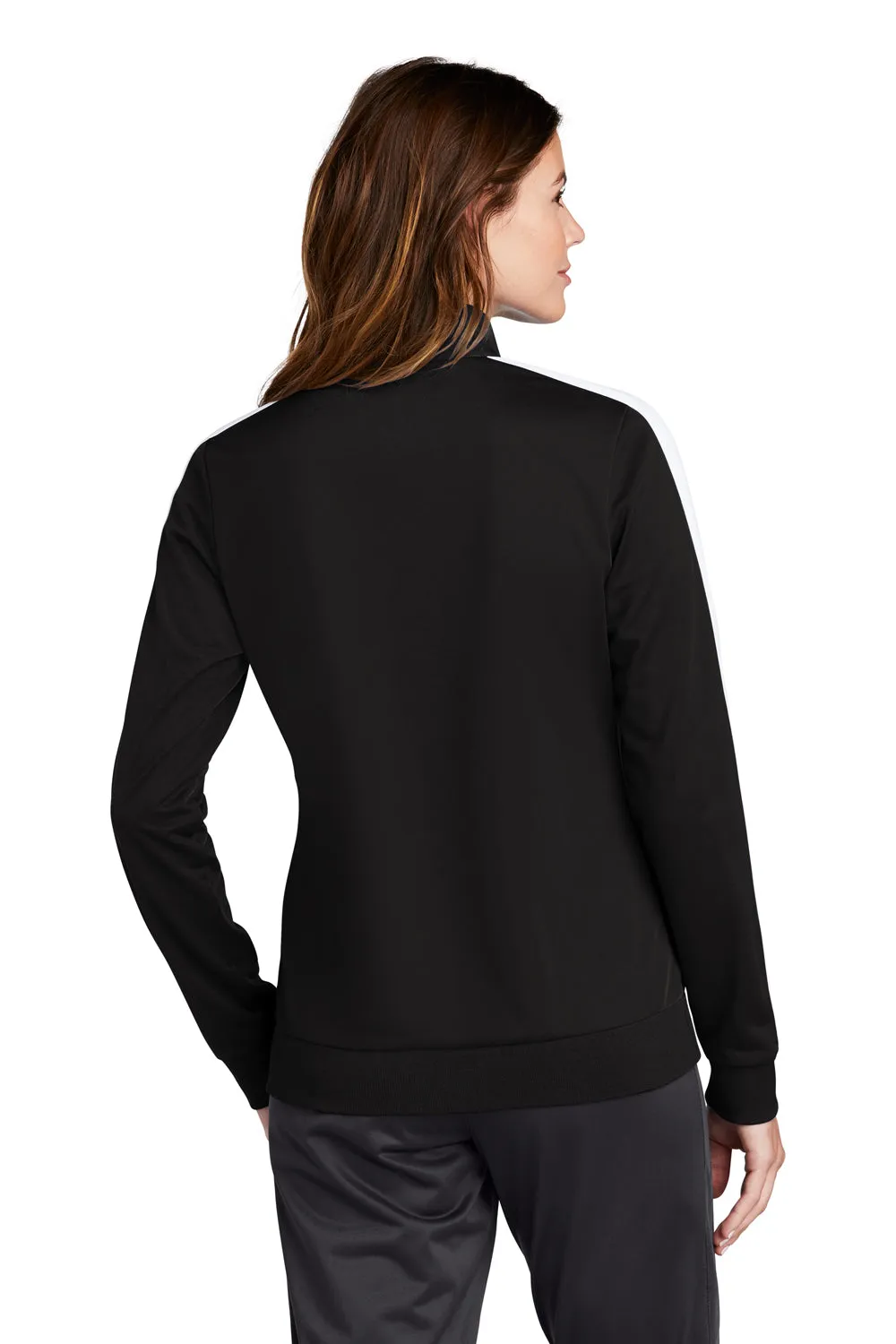 Sport-Tek Womens Full Zip Track Jacket - Black/White Clothing Sport-Tek