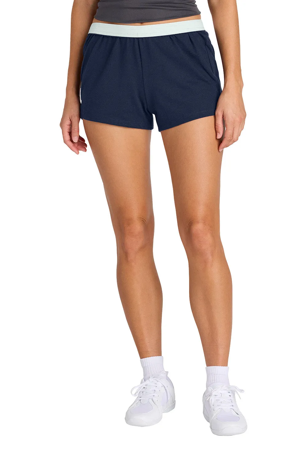 Sport-Tek Womens Jersey Knit Squad Shorts - True Navy Blue Clothing Sport-Tek