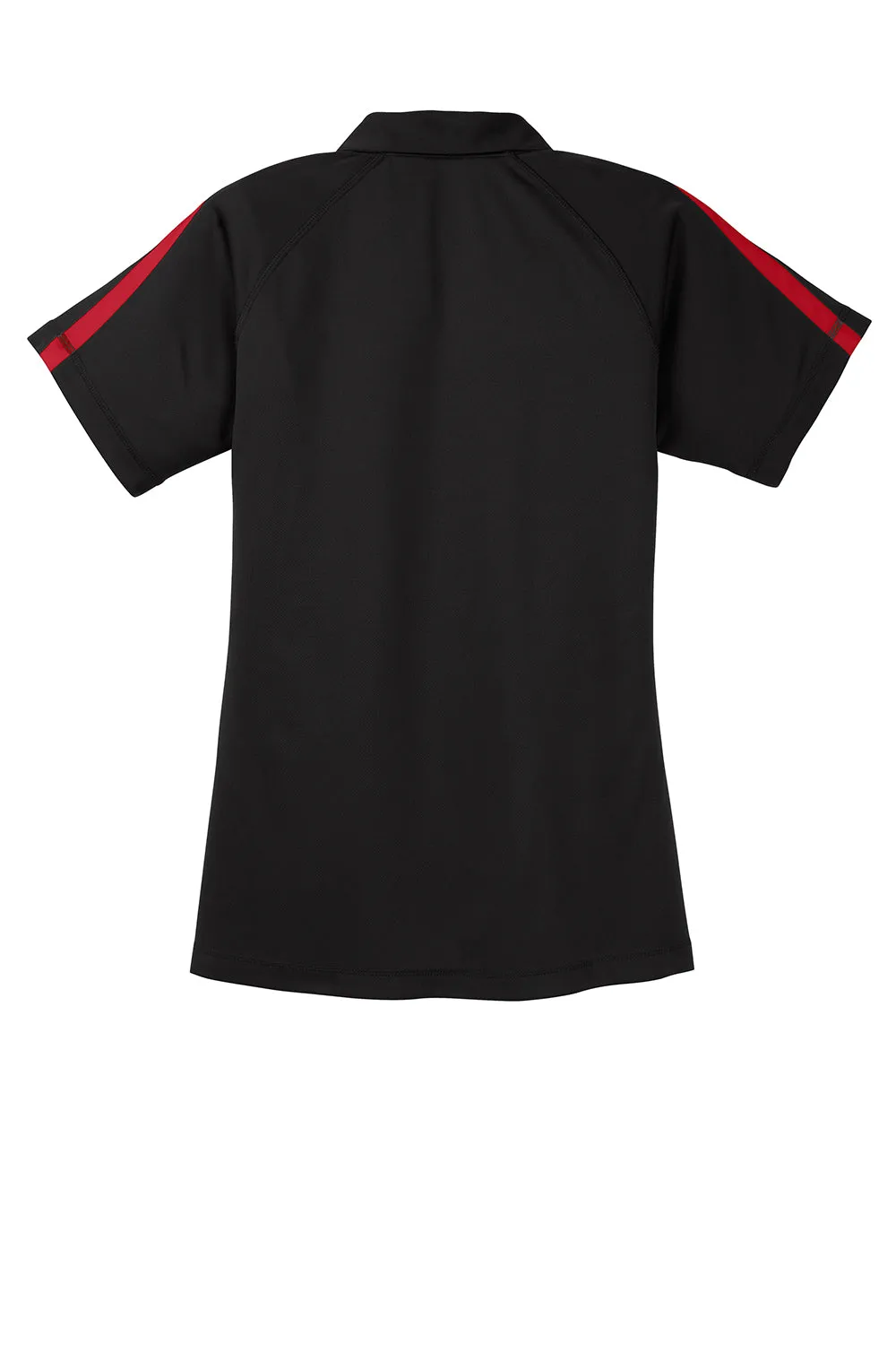 Sport-Tek Womens Micro-Mesh Moisture Wicking Short Sleeve Polo Shirt - Black/Red Clothing Sport-Tek