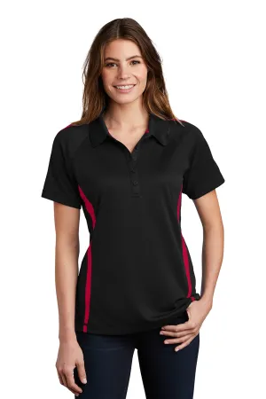 Sport-Tek Womens Micro-Mesh Moisture Wicking Short Sleeve Polo Shirt - Black/Red Clothing Sport-Tek