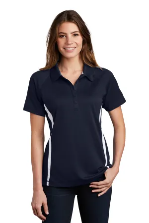 Sport-Tek Womens Micro-Mesh Moisture Wicking Short Sleeve Polo Shirt - True Navy Blue/White Clothing Sport-Tek