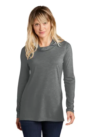 Sport-Tek Womens Moisture Wicking Cowl Neck Long Sleeve T-Shirt - Heather Dark Grey Clothing Sport-Tek