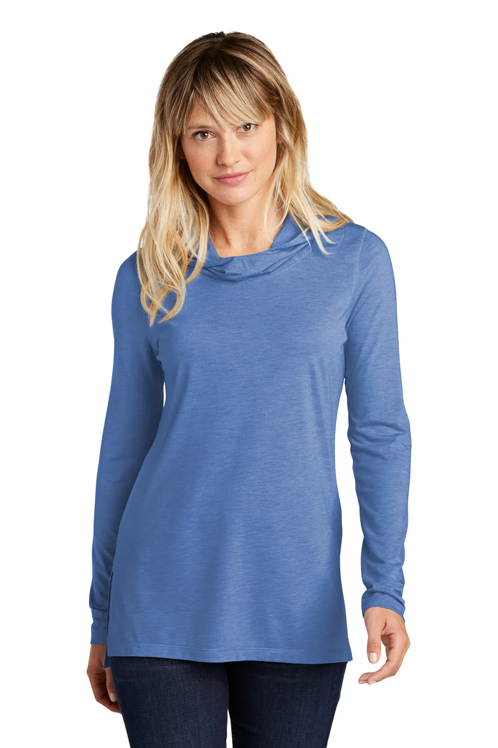Sport-Tek Womens Moisture Wicking Cowl Neck Long Sleeve T-Shirt - Heather True Royal Blue Clothing Sport-Tek