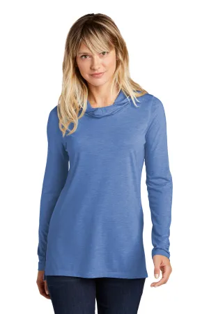 Sport-Tek Womens Moisture Wicking Cowl Neck Long Sleeve T-Shirt - Heather True Royal Blue Clothing Sport-Tek