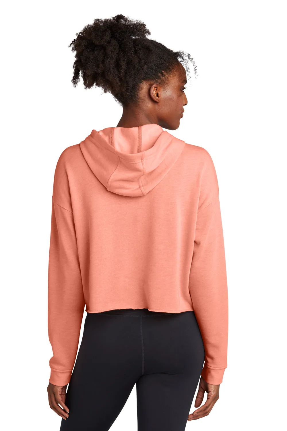 Sport-Tek Womens Moisture Wicking Fleece Crop Hooded Sweatshirt Hoodie - Heather Soft Coral - Closeout Clothing Sport-Tek