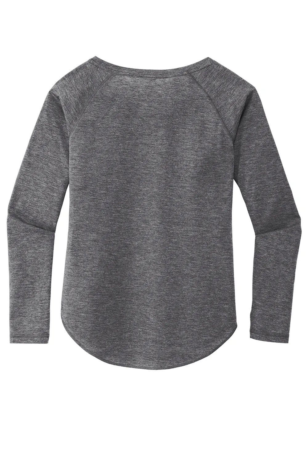 Sport-Tek Womens Moisture Wicking Long Sleeve Scoop Neck T-Shirt - Heather Dark Grey - Closeout Clothing Sport-Tek