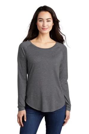Sport-Tek Womens Moisture Wicking Long Sleeve Scoop Neck T-Shirt - Heather Dark Grey - Closeout Clothing Sport-Tek
