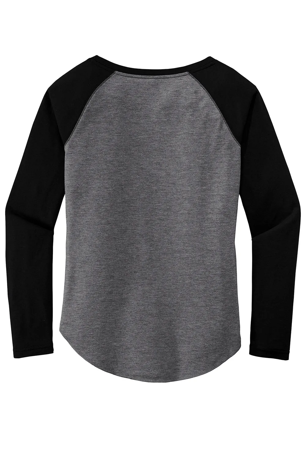 Sport-Tek Womens Moisture Wicking Long Sleeve Scoop Neck T-Shirt - Heather Dark Grey/Black - Closeout Clothing Sport-Tek