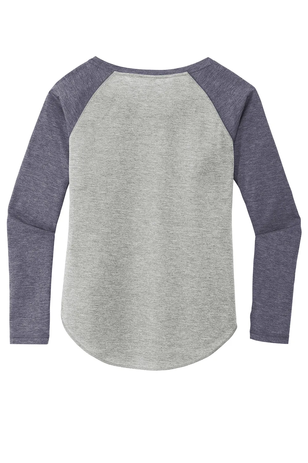 Sport-Tek Womens Moisture Wicking Long Sleeve Scoop Neck T-Shirt - Heather Light Grey/Heather True Navy Blue - Closeout Clothing Sport-Tek