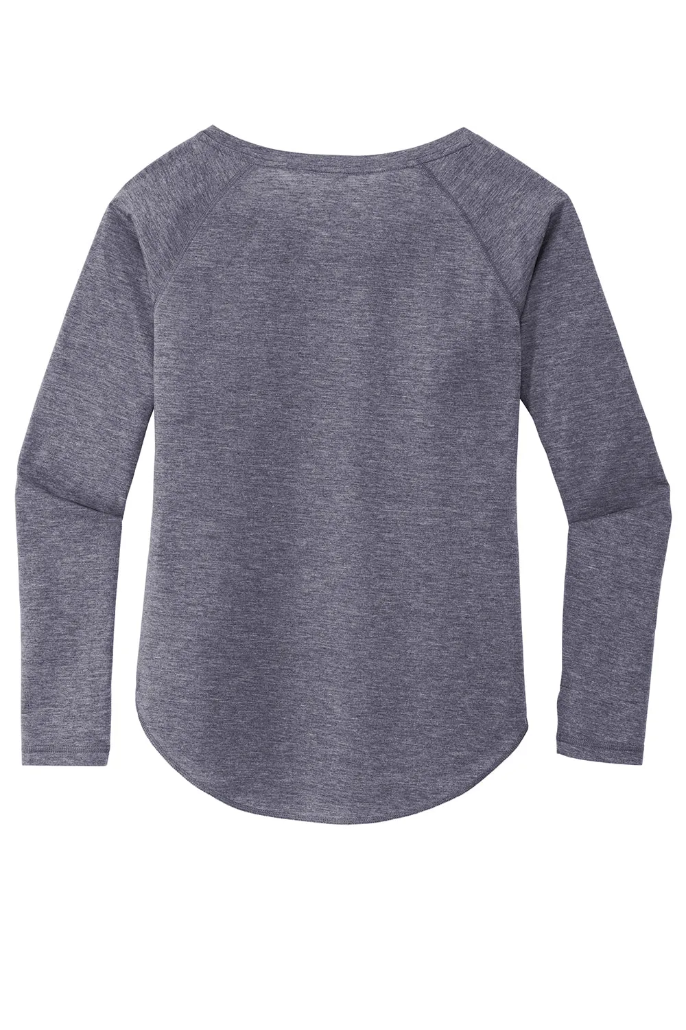 Sport-Tek Womens Moisture Wicking Long Sleeve Scoop Neck T-Shirt - Heather True Navy Blue - Closeout Clothing Sport-Tek