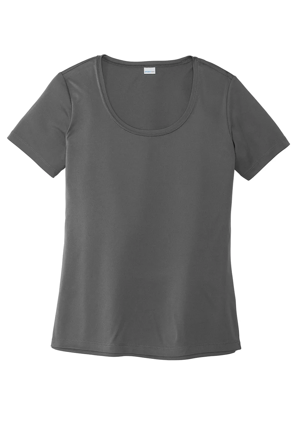 Sport-Tek Womens Moisture Wicking Short Sleeve Scoop Neck T-Shirt - Dark Smoke Grey - Closeout Clothing Sport-Tek