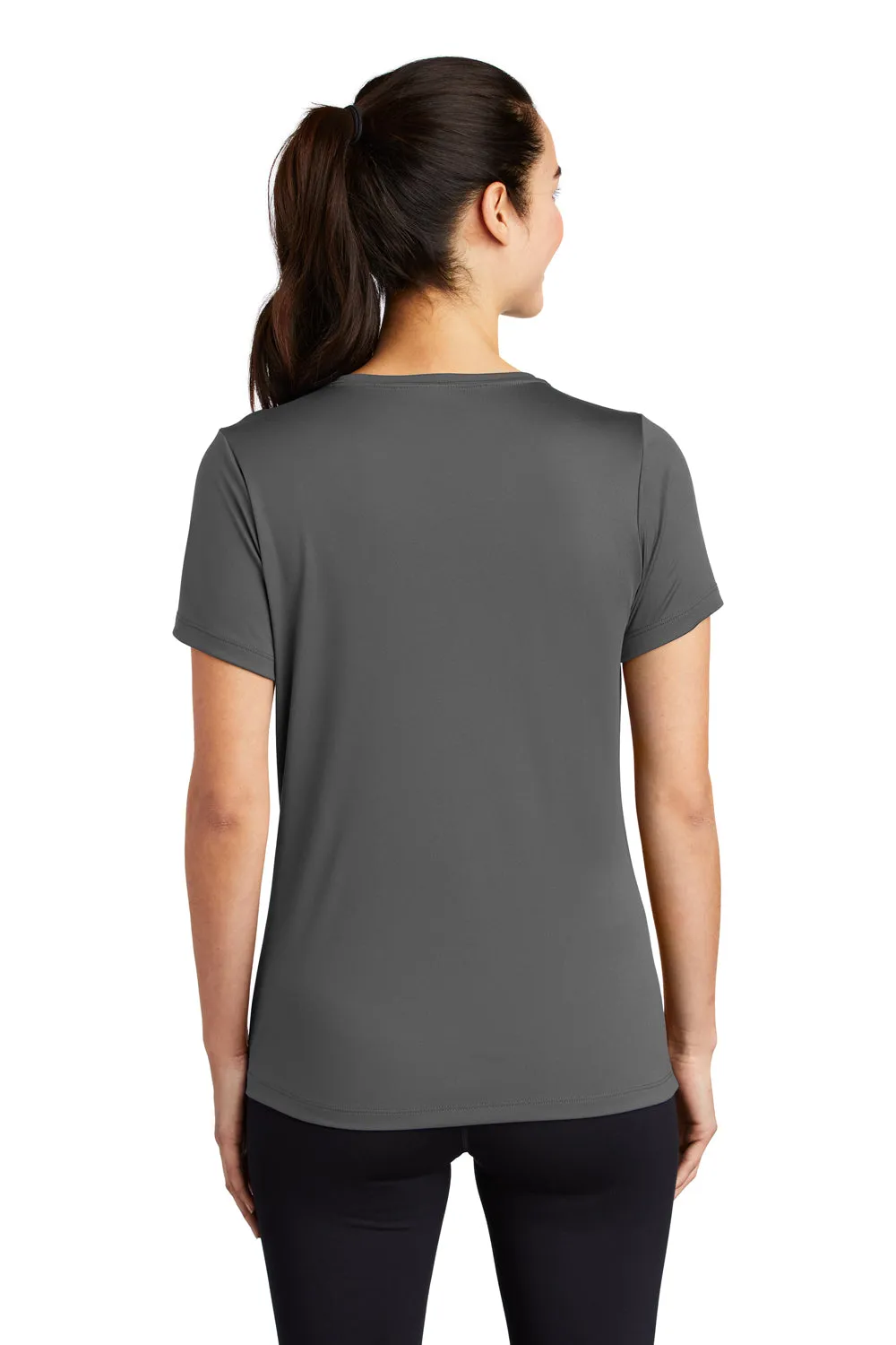 Sport-Tek Womens Moisture Wicking Short Sleeve Scoop Neck T-Shirt - Dark Smoke Grey - Closeout Clothing Sport-Tek