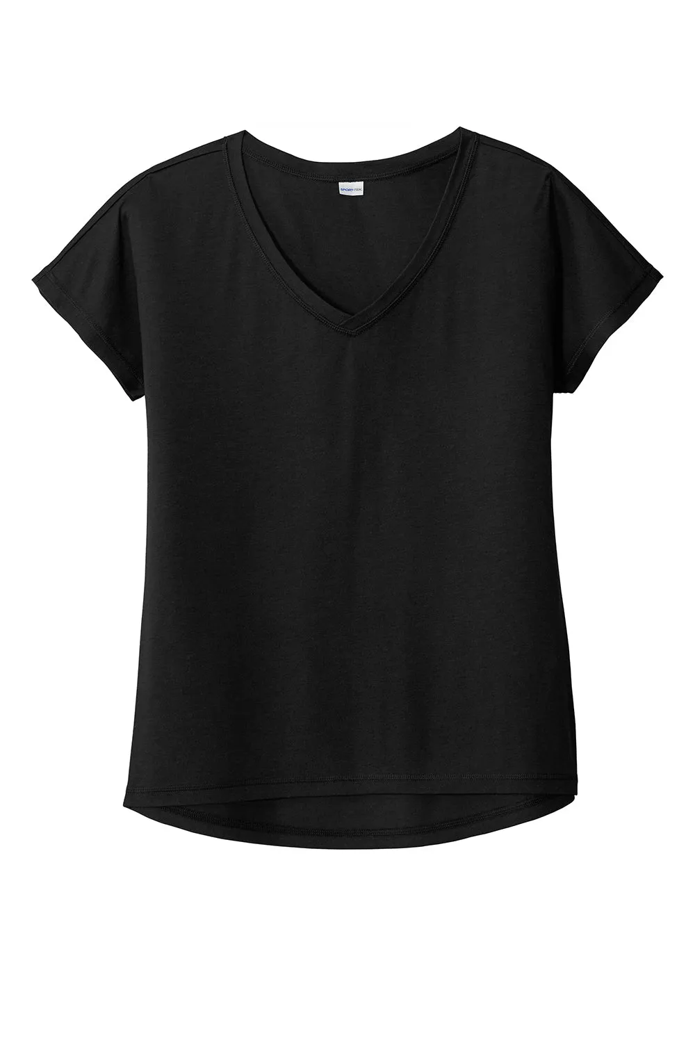 Sport-Tek Womens Moisture Wicking Short Sleeve V-Neck T-Shirt - Black - Closeout Clothing Sport-Tek