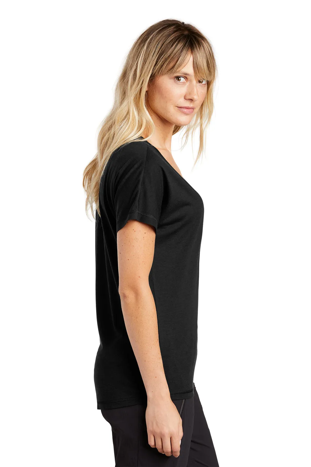Sport-Tek Womens Moisture Wicking Short Sleeve V-Neck T-Shirt - Black - Closeout Clothing Sport-Tek