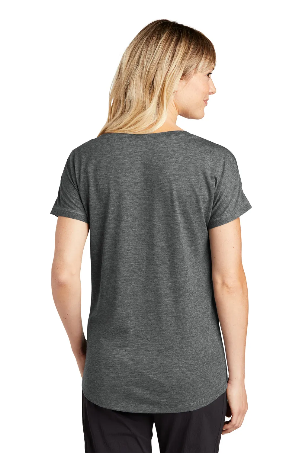 Sport-Tek Womens Moisture Wicking Short Sleeve V-Neck T-Shirt - Heather Dark Grey - Closeout Clothing Sport-Tek