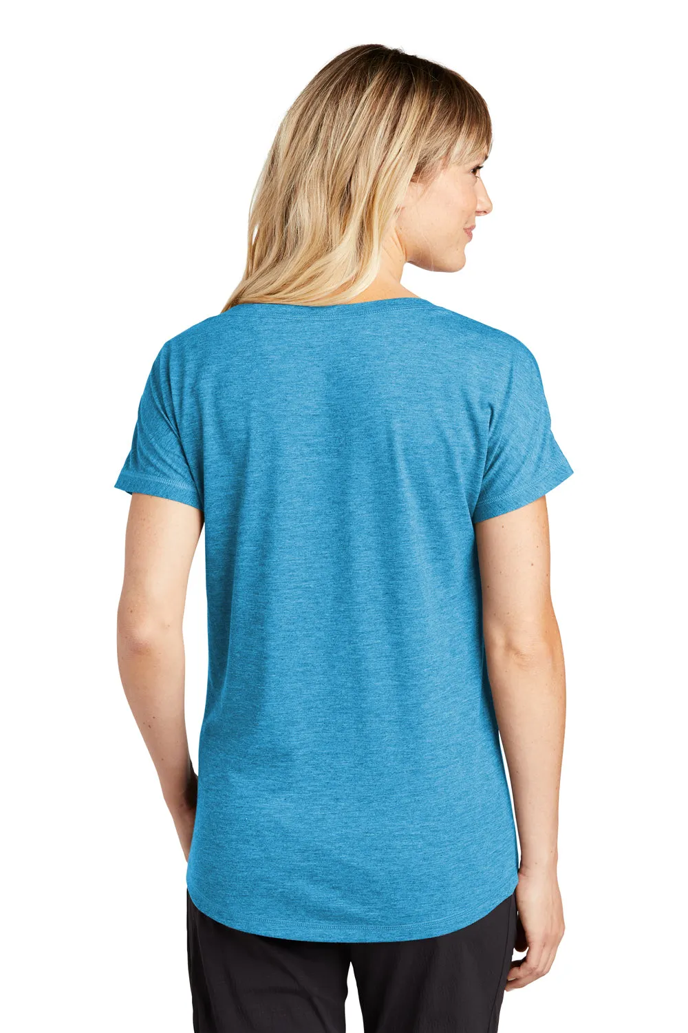Sport-Tek Womens Moisture Wicking Short Sleeve V-Neck T-Shirt - Heather Pond Blue - Closeout Clothing Sport-Tek