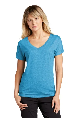 Sport-Tek Womens Moisture Wicking Short Sleeve V-Neck T-Shirt - Heather Pond Blue - Closeout Clothing Sport-Tek