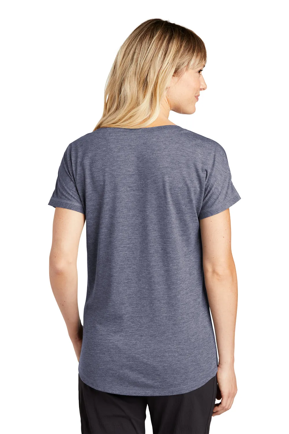 Sport-Tek Womens Moisture Wicking Short Sleeve V-Neck T-Shirt - Heather True Navy Blue - Closeout Clothing Sport-Tek