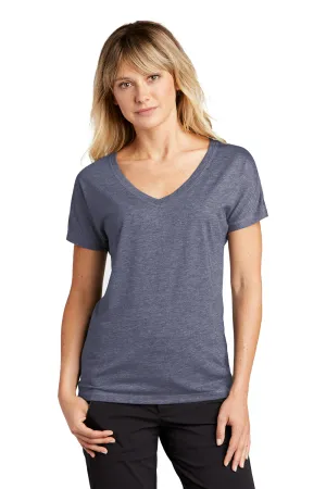 Sport-Tek Womens Moisture Wicking Short Sleeve V-Neck T-Shirt - Heather True Navy Blue - Closeout Clothing Sport-Tek