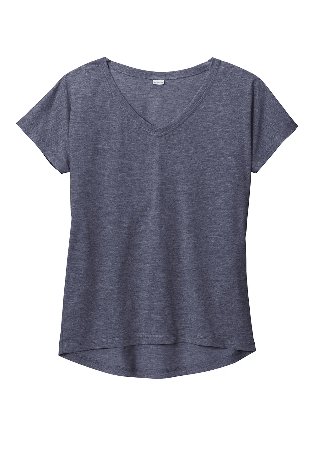 Sport-Tek Womens Moisture Wicking Short Sleeve V-Neck T-Shirt - Heather True Navy Blue - Closeout Clothing Sport-Tek