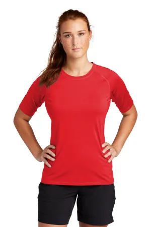 Sport-Tek Womens Rashguard Moisture Wicking Short Sleeve Crewneck T-Shirt - True Red Clothing Sport-Tek