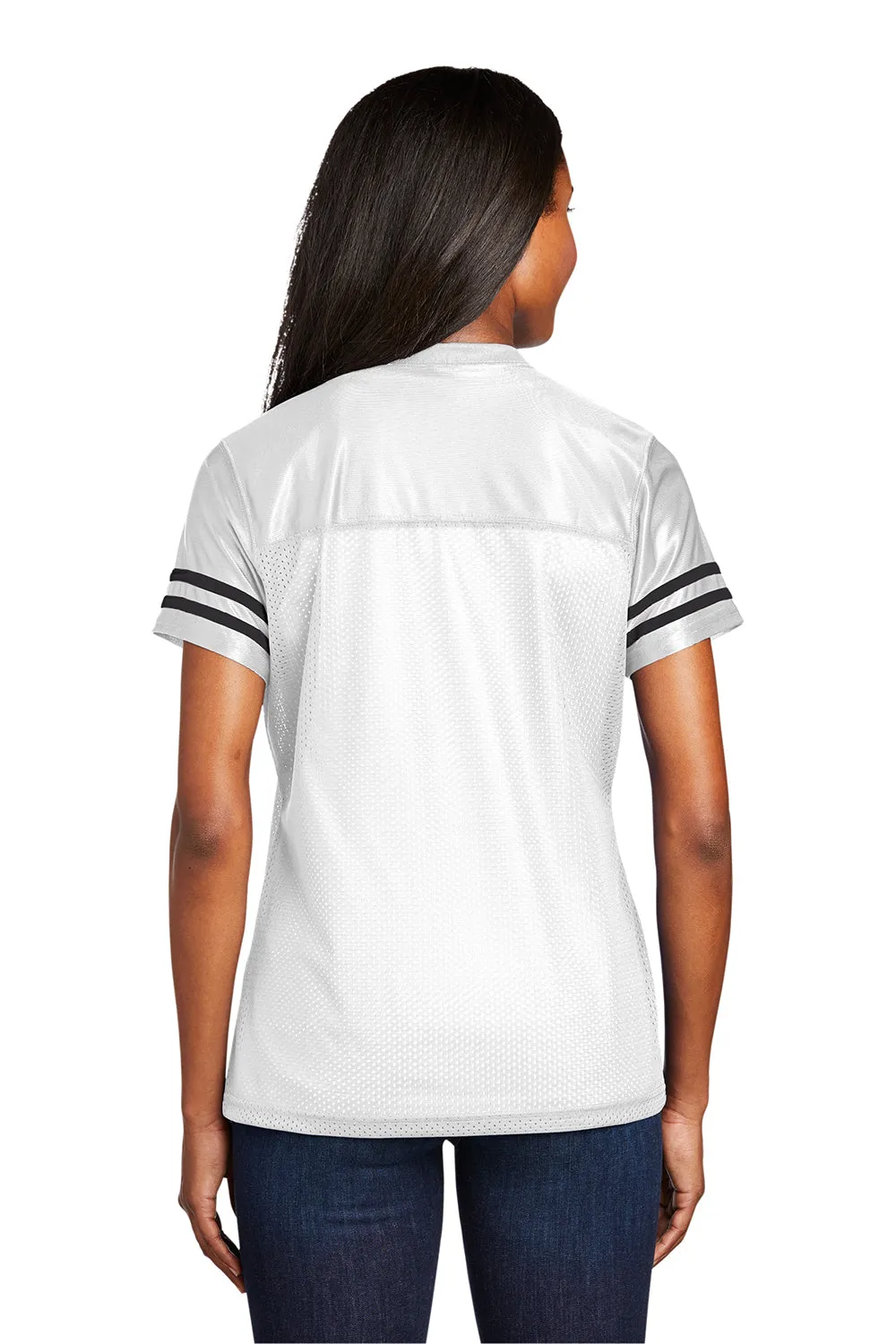 Sport-Tek Womens Short Sleeve V-Neck T-Shirt - White/Black Clothing Sport-Tek
