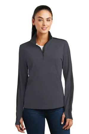 Sport-Tek Womens Sport-Wick Moisture Wicking 1/4 Zip Sweatshirt - Iron Grey/Black - Closeout Clothing Sport-Tek