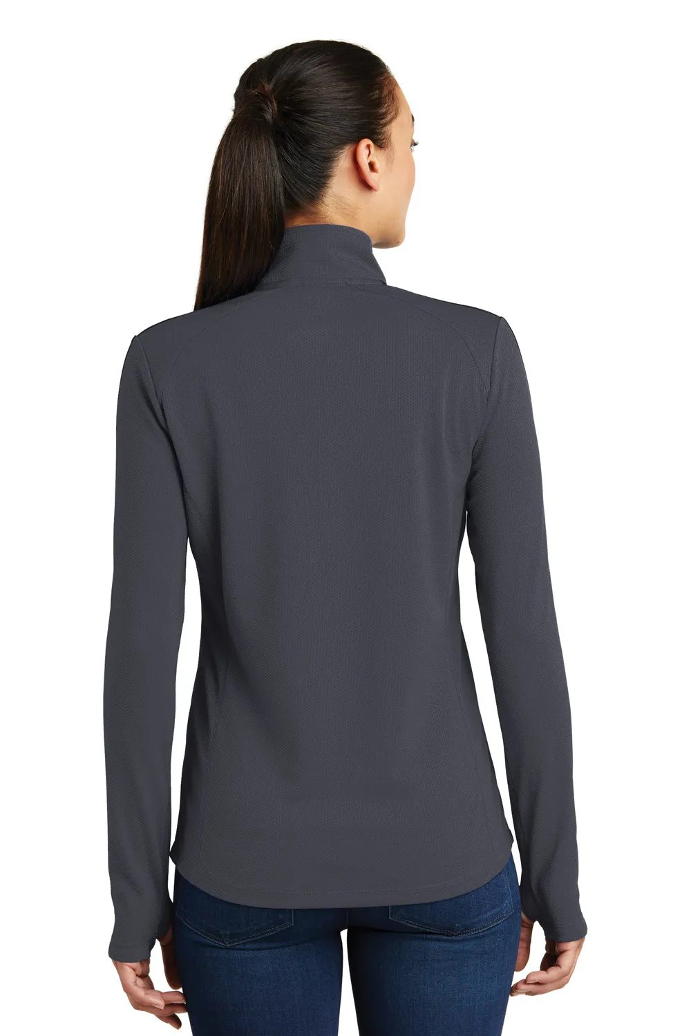 Sport-Tek Womens Sport-Wick Moisture Wicking 1/4 Zip Sweatshirt - Iron Grey/Black - Closeout Clothing Sport-Tek